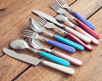 10 pcs Colourful Vintage Inspired Cutlery Set