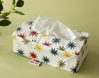 Block Printed Rectangular Tissue Box Cover