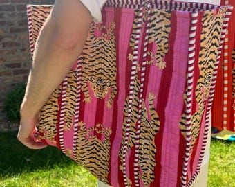 Pink Tiger Print Tote Bag