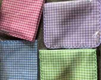Pastel Gingham Zip Pouch | Makeup Bag | Storage Pouch | Embroidery Blank | Cosmetic Bag