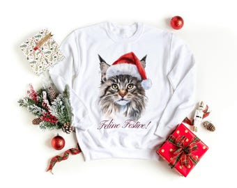 Feline Festive Png, Santa Cat Png, Cat Person Christmas Gift, Santa Hat Cat Png, Christmas Cat Png, Santa Cat Clipart, Digital Download
