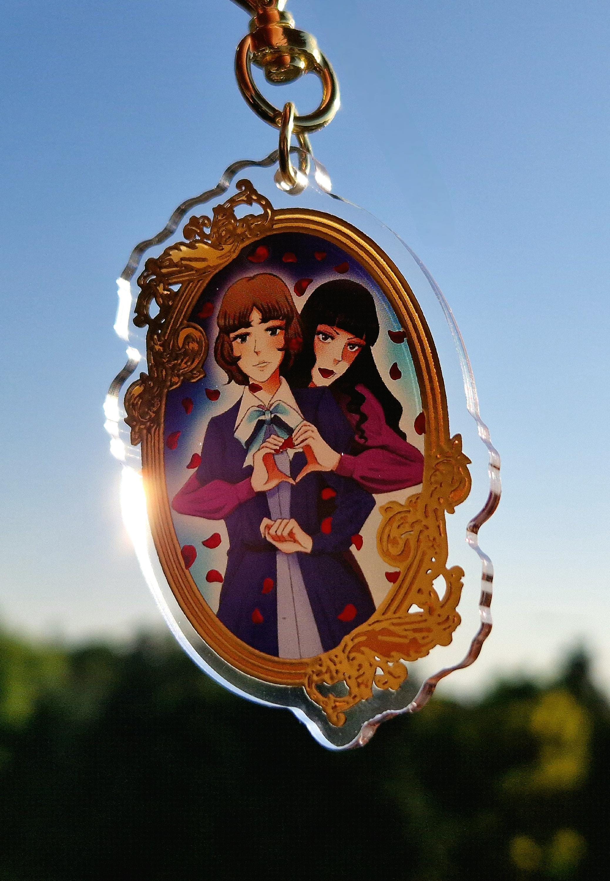 Oniisama E Mariko Nanako Shoujo Portrait Raised Foil Keychain Yuri