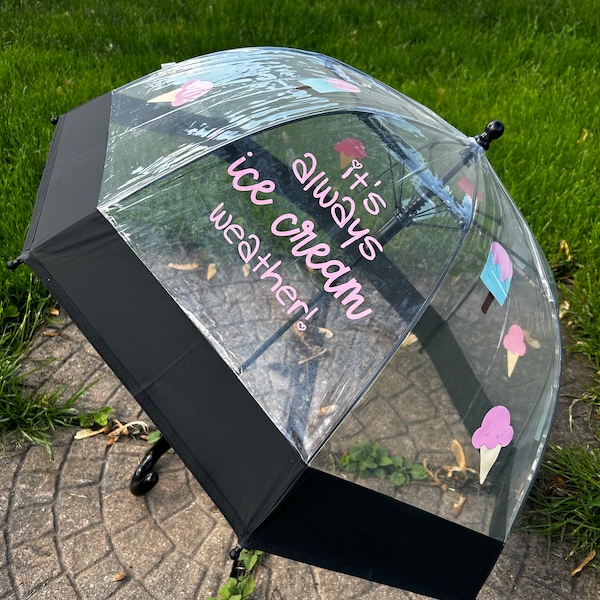 Personalized Kids Ice Cream Umbrella, Summer Umbrella, Positive Umbrella, Childrens Bubble Umbrella, Personalized Gift