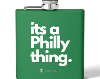 Philly-Themed Edelstahl-Flachmann: Pulverbeschichtet 6oz