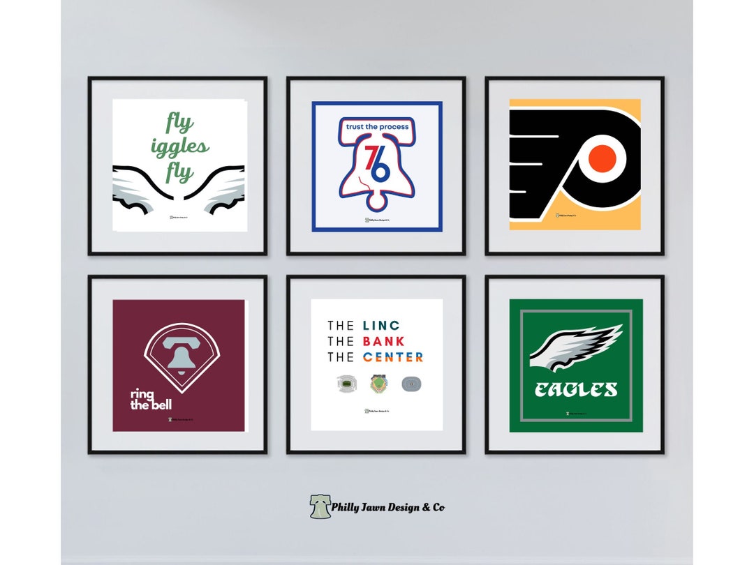 Philadelphia Sports Wall Art Collage Eagles, Sixers, Flyers, Phillies