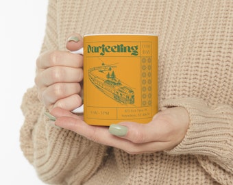 TeaCup Darjeeling Ceramic Mug 11oz | Tea Lover Gift | Orange and Green | Aesthetic
