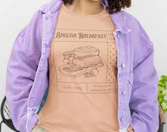 TeaShirt English Breakfast Tea Lover's Shirt | Unisex Jersey Short Sleeve Tee | Women's | Men's | Peach and Brown Aesthetic