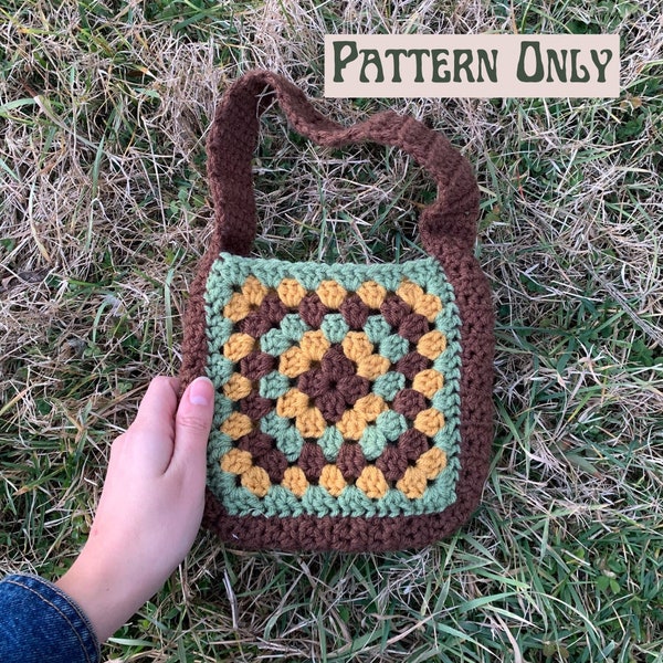 Granny Square Purse Crochet Pattern | PATTERN ONLY | Beginner-Friendly Crochet Cottagecore Tote Bag