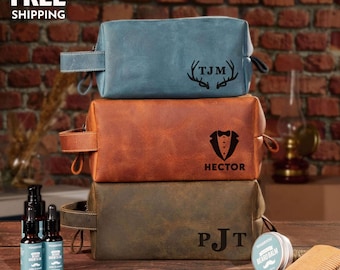 Personalized Wedding Gifts For Groomsmen: Mens Leather Toiletry Bag, Groomsmen Gifts Bag, Groomsman Gift, Dopp Kit, Groomsmen Gift Set