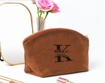 Engraved Travel Beauty Bag: Bridesmaid Toiletry Bag, Monogram Makeup Pouch, Custom Cosmetic Bag