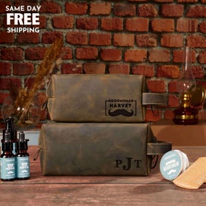 Groomsmen Gifts Bag, Groomsman Gift, Personalized Leather Dopp Kit, Groomsmen Gift Set, Toiletry Bag Men Gifts For Groomsmen, Wedding Gifts
