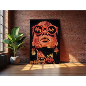 Abstract African Woman Face Portrait, Abstract Face Wall Art, Home Decor, Abstract Woman Painting, Trendy Wall Art