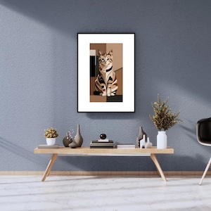 Cat and Dog Print Cat and Dog Art Animal Art, Line Art Exhibition Poster Line Drawing Wall Decor Gift Wall Art Digital Download