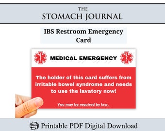 IBS Badezimmer Notfallkarte druckbar, Toilettenentschuldigung Karte, Toilettenpause, medizinisch, für Schule & Arbeit, Print At Home