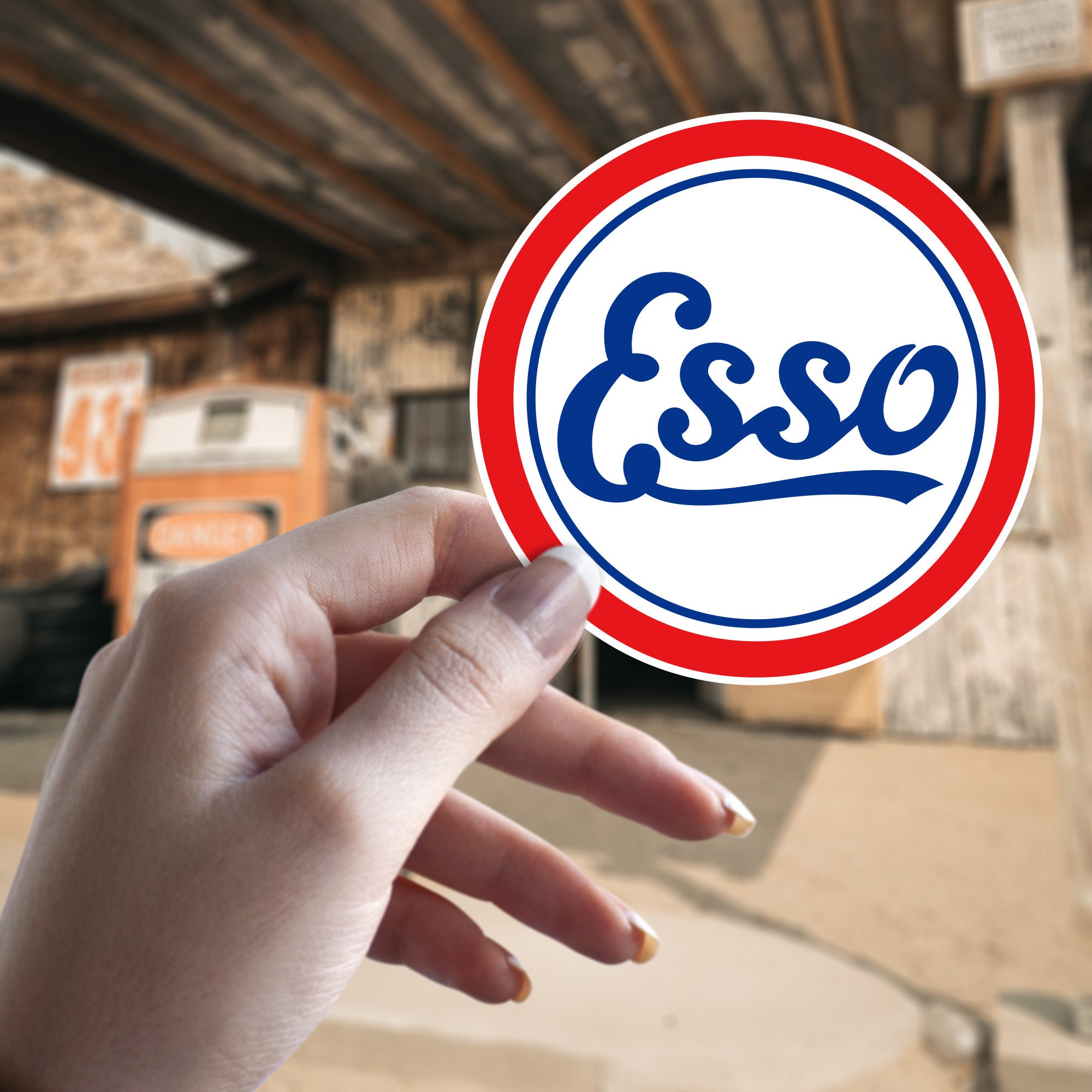 Vintage Esso Gas Vinyl Cut Sticker Decal - Full Color, 6 Inches
