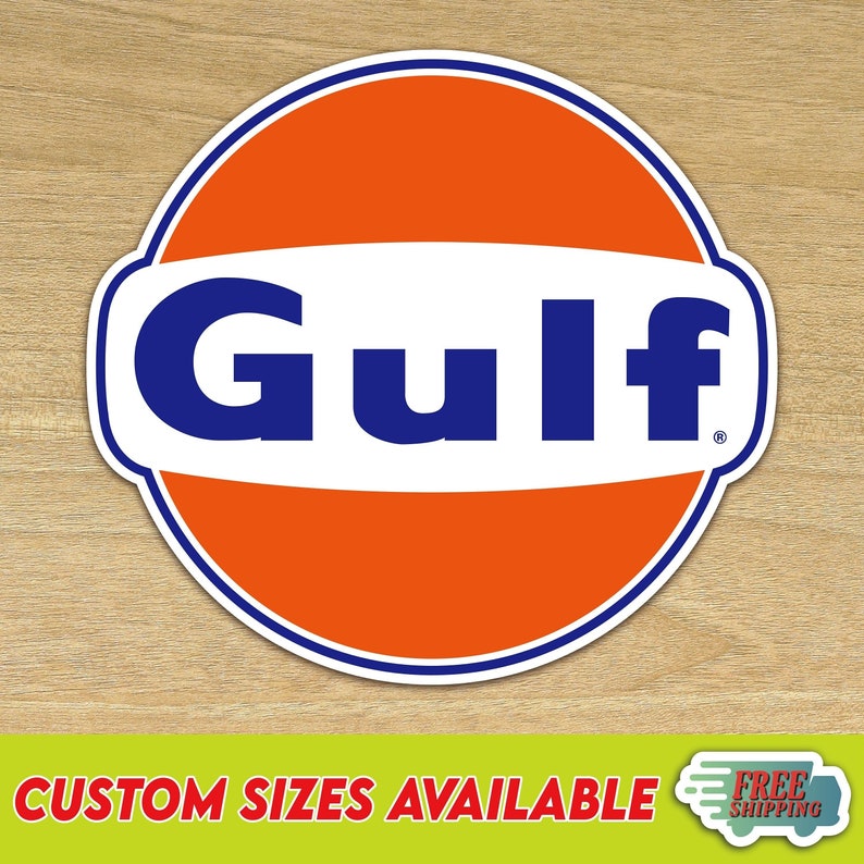 Gulf Oil Logo Vinyl Decal Sticker multiple Sizes free Shipping Etsy