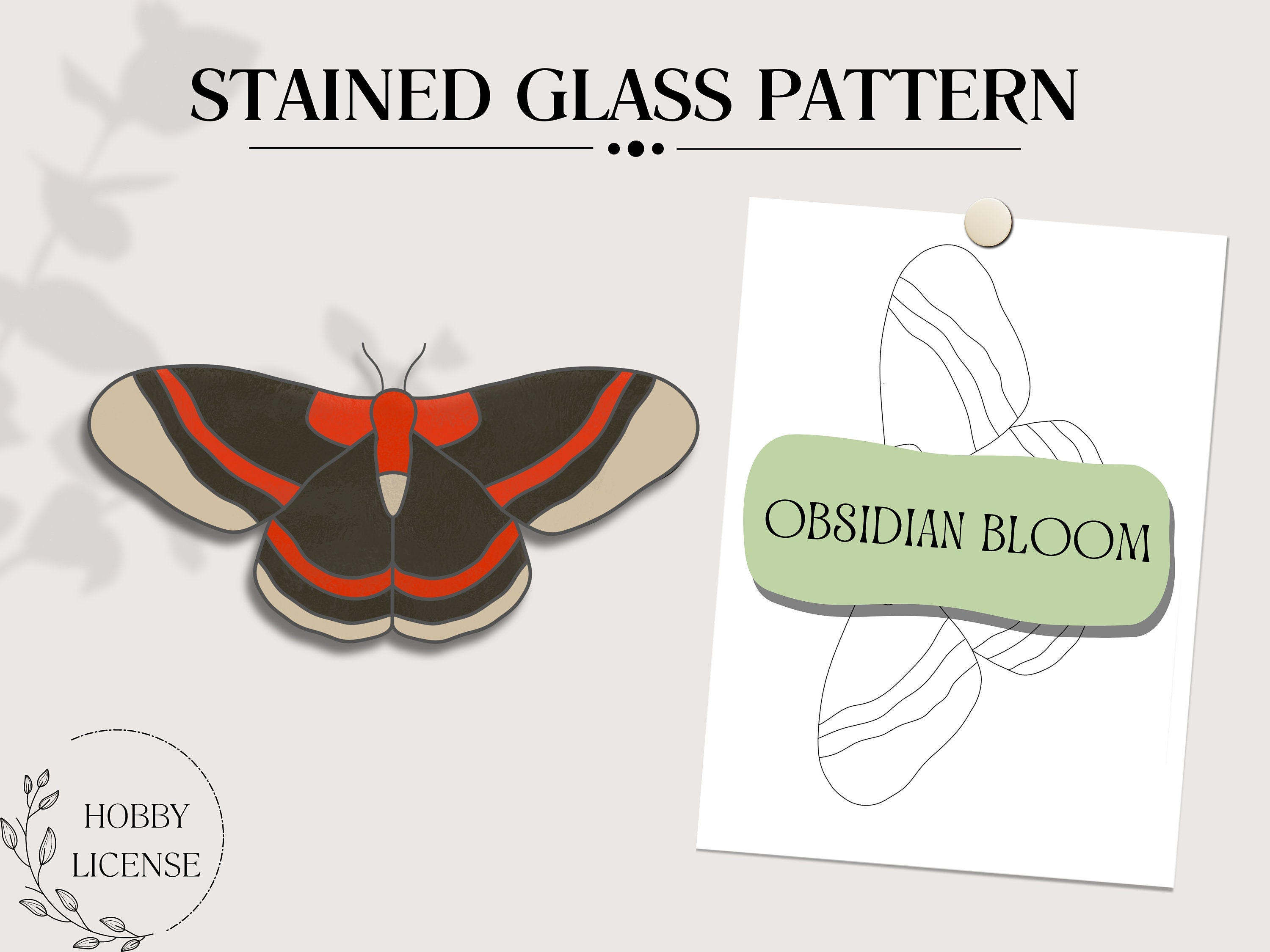 Stained Glass Cecropia Moth Pattern Template, PDF Digital Download, DIY ...