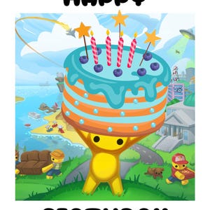 Wobbly Life Printable ""Happy Birthday mit 4 Kerzen" Bild *DIGITALER DOWNLOAD*"