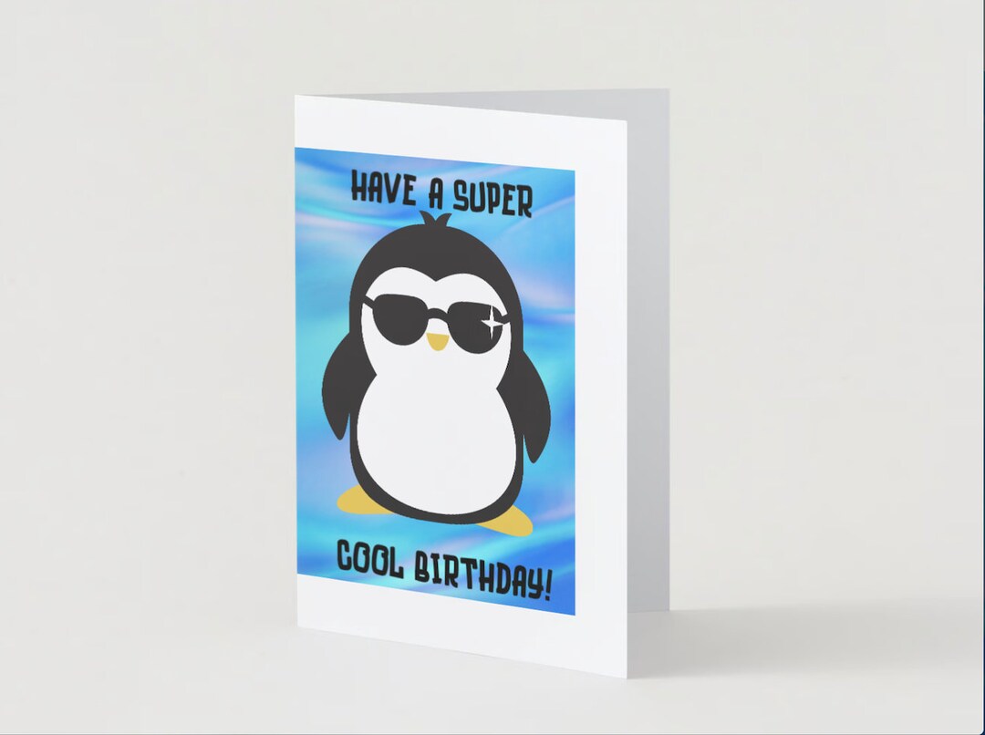 Birthday Card Printable Birthday Card Digital Download Penguin