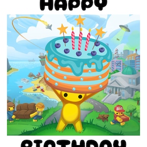 Image imprimable « Joyeux anniversaire » Wobbly Life * TÉLÉCHARGEMENT NUMÉRIQUE *