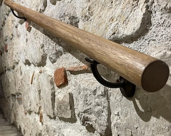 Custom Solid Walnut Handrail, 50–400 cm | Virtus Model | Made in Italy | Handcrafted Stair Railing