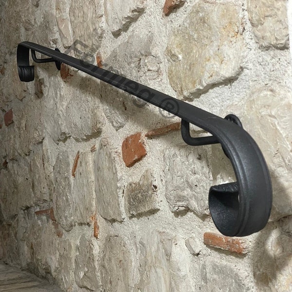Corrimano in Ferro Battuto Artigianale con Riccio Romano da 50 a 450 cm- colore nero antracite- made in Italy