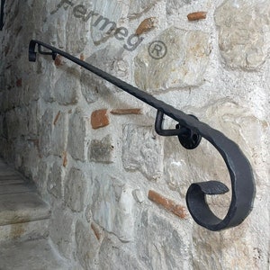 Wrought Iron Handrail with Artisan Carthusian Hedgehog - from 50 cm to 450 cm - anthracite black color - Made in Italy