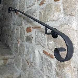 Wrought Iron Handrail with Artisan Carthusian Hedgehog - from 50 cm to 450 cm - anthracite black color - Made in Italy