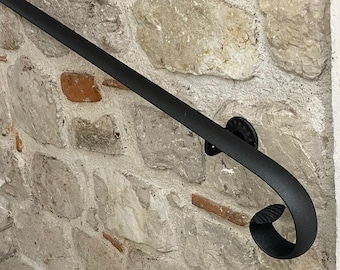 Main courante en fer forgé avec hérisson d'Amalfi de 50 à 450 cm - convient aussi bien pour l'intérieur que pour l'extérieur de la maison, couleur noir anthracite