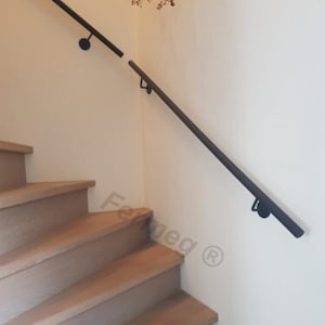 Handrail in handcrafted wrought iron from 50 cm to 500 cm diameter 33 mm Modern linear model - Made in Italy