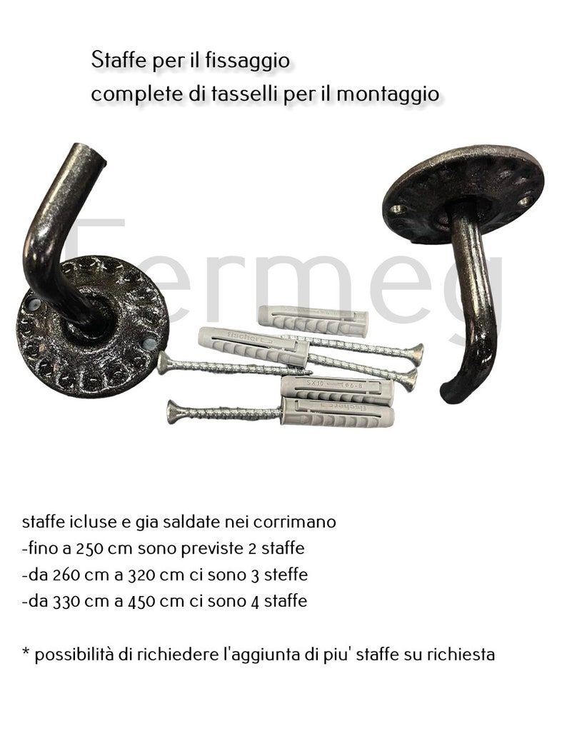 Pasamanos de hierro forjado Riccio Positano de 50 a 450 cm para interior y exterior producto 100% made in Italy imagen 7