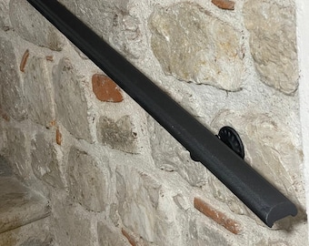 Custom Wrought Iron Handrail 50-450 cm – Anthracite Black Internal or External Staircase Handrail – Handcrafted in Italy – Etruscan Model