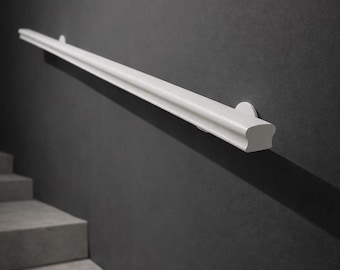 Custom-Made White Solid Wood Handrail, 50–400 cm | British Model | Made in Italy | Handcrafted Stair Railing