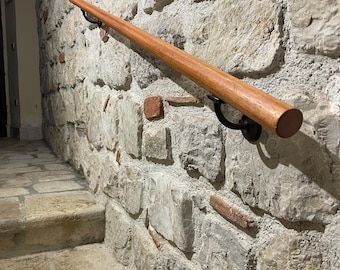 Custom-Made Solid Chestnut Wood Handrail, 50–400 cm | Virtus Model | Made in Italy | Handcrafted Stair Railing