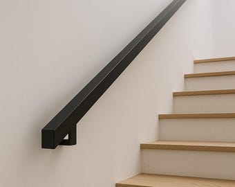 Matte Black Iron Handrail 40 x 40 mm – Handrail for Internal and External Stairs 50-400 cm – Brackets Included – Italian Model