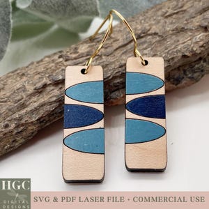 Geometric Boho Bar Ovals Earring SVG | Laser Cut File for Wood & Acrylic Earrings | Digital Download for Glowforge  Xtool