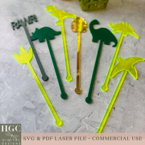 Dinosaur Party SVG Drink Stirrer | Laser Cut Files for Drink Stirrer | SVG Digital Download | Laser SVG