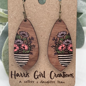 Wild Flowers Earring SVG, Spring Flowers SVG, Boho Earrings, SVG laser design, Glowforge File, Laser Cut Files