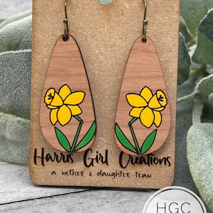 Große Blumen Ohrringe, Frühling Blumen Ohrringe, Narzisse Frühling Ohrringe, SVG Laser design, Glowforge Dateien