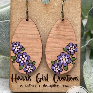 Ovale Blumen Ohrringe, Frühling Blumen Ohrringe, Sommer Ohrringe, SVG Laser design, Glowforge Dateien