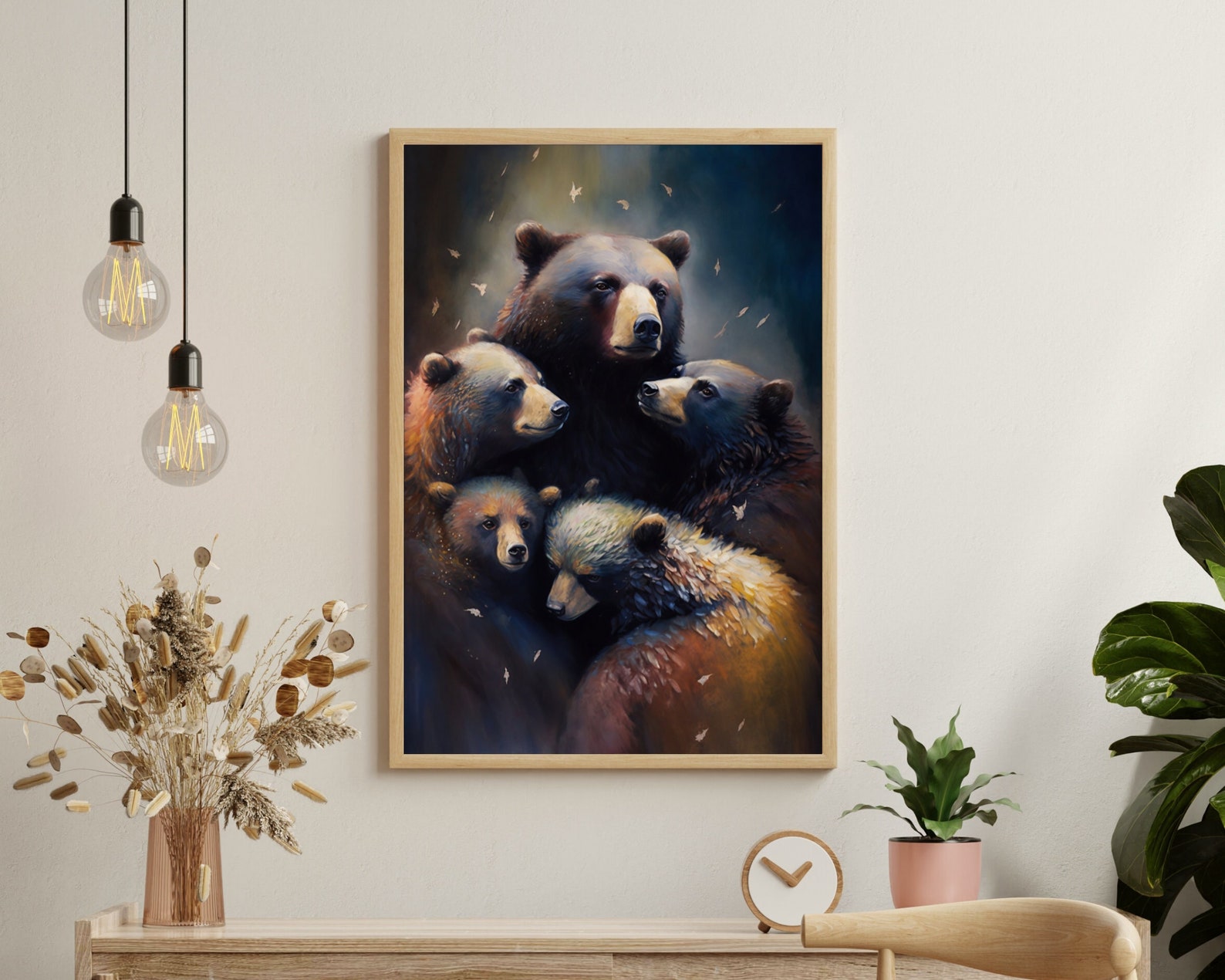 Oil Painting Bears Vintage Printable Wall Art for Poster, Canvas Etc ...