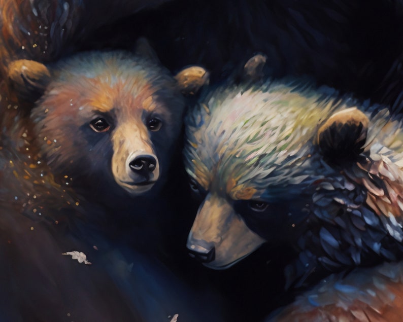 Oil Painting Bears Vintage Printable Wall Art for Poster, Canvas Etc ...