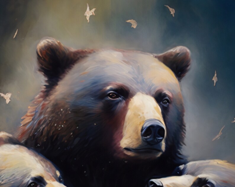 Oil Painting Bears Vintage Printable Wall Art for Poster, Canvas Etc ...