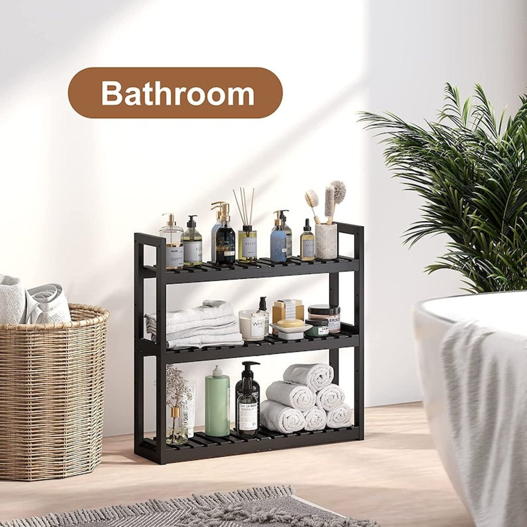 3 Tier Bamboo Floating Shelf Bathroom Shelves Bathroom Etsy