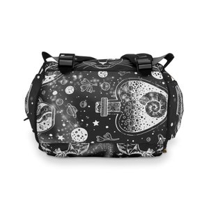 Goth Moth Diaper Bag Backpack Celestial Witchy Goth Baby Shower Gift Idea Insulated Travel Bottle Cooler Boho Moms Dads New Parents Newborn
