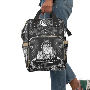 Goth Moth Diaper Bag Backpack Celestial Witchy Goth Baby Shower Gift Idea Insulated Travel Bottle Cooler Boho Moms Dads New Parents Newborn