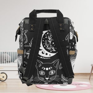 Goth Moth Diaper Bag Backpack Celestial Witchy Goth Baby Shower Gift Idea Insulated Travel Bottle Cooler Boho Moms Dads New Parents Newborn