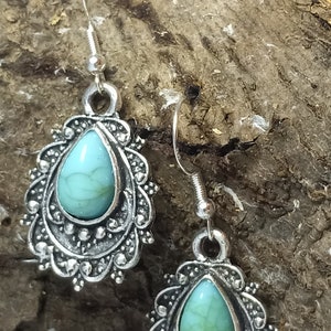 Turquoise southwestern dangle earrings