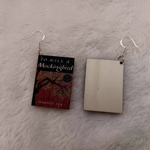 To Kill a Mockingbird wooden book earrings