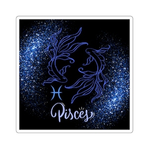 Zodiac Pisces Square Stickers | Astrological Decor, Astrology Stickers, Watercolor Art, Gift for Pisces, Horoscope Lovers